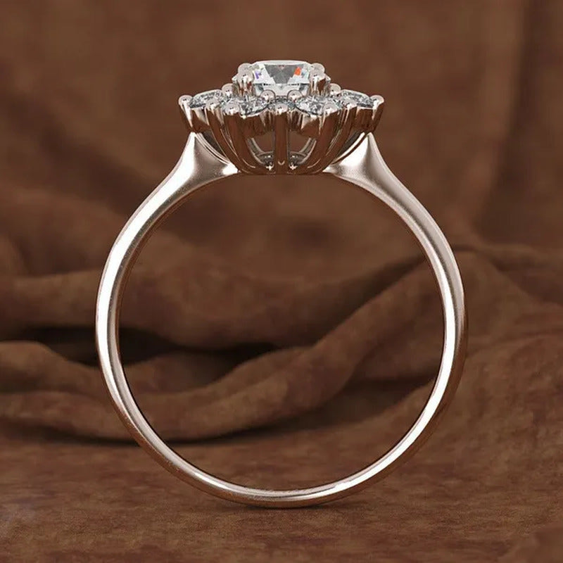 Creative Snowflake Zircon Women'S Ring Gold Color Rose Gold Color and Silver Col