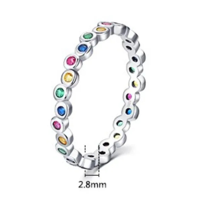 Dainty Fashion Colorfuls Gemstone Silver Plated Rings for Women Bridal Wedding T