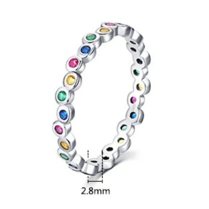 Dainty Fashion Colorfuls Gemstone Silver Plated Rings for Women Bridal Wedding T