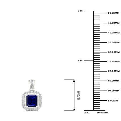 Imperial Gemstone 10K White Gold Emerald Cut Blue Sapphire 1/10 CT TW Diamond Ha