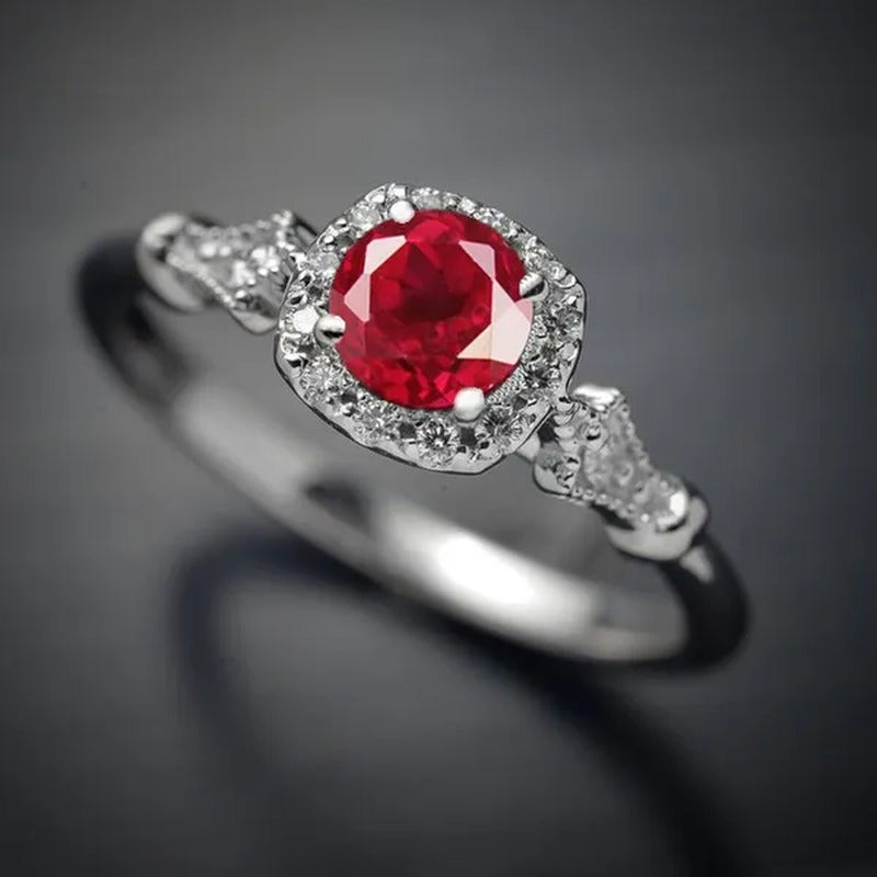 New and Noble Aquamarine/Ruby/Green Zircon AAA Ring Gold-Plated Jewelry Engageme
