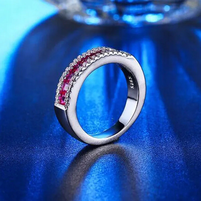 925 Silver Natural Ruby Gemstones Birthstone Bride Wedding Engagement Strange Ri