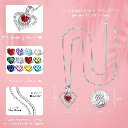 Jewelry for Women Infinity Heart Birthstone Necklace 18K Rose Gold / 925 Sterlin