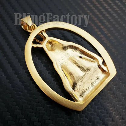 Stainless Steel Iced Lab Diamond Gold Plated Mother Mary Pendant