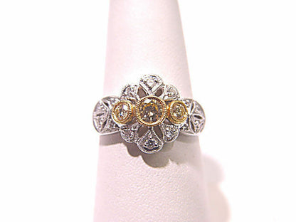 .50 CT ROUND SHAPE DIAMOND RING BAND DIAMOND TWO TONE ANTIQUE RING PLATINUM 18K