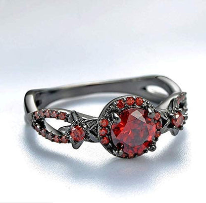 Duan Finger Rings White Fire Opal CZ Fashion round Red Ruby Ring Women'S 10KT Bl