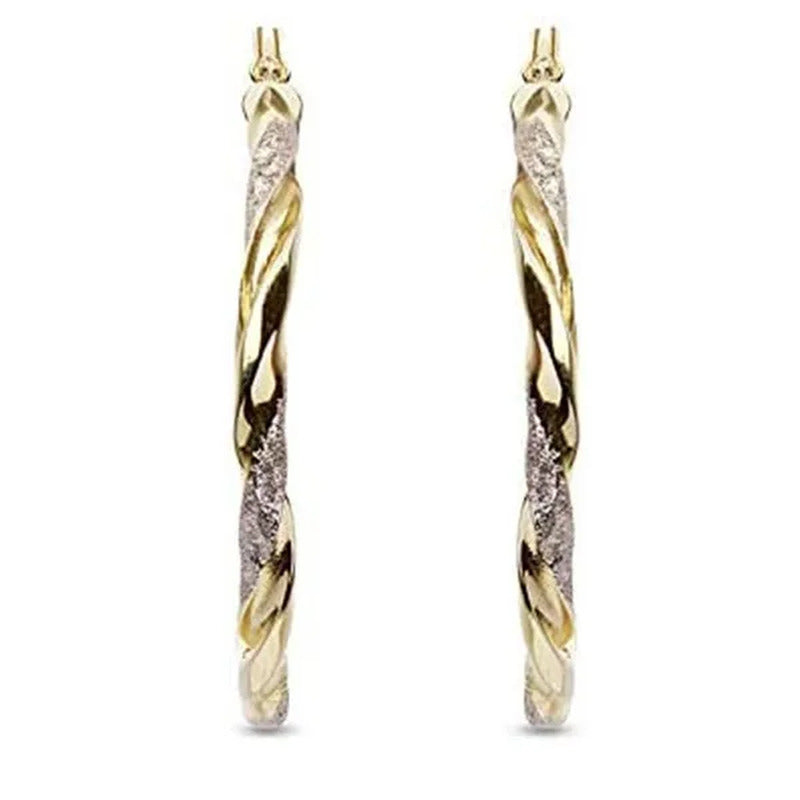 Luxury 14K Solid Gold Hoop Earrings Spiral Circle Earrings Simple Earrings Big C