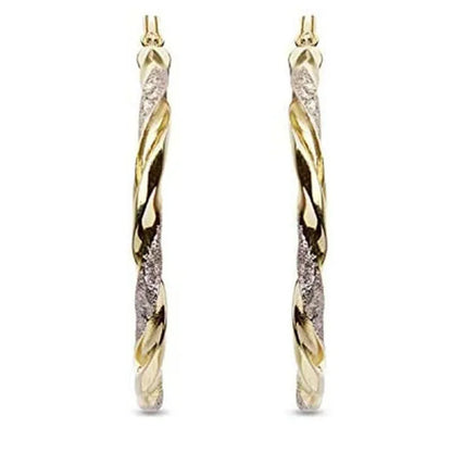 Luxury 14K Solid Gold Hoop Earrings Spiral Circle Earrings Simple Earrings Big C