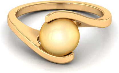 South Sea Pearl Ring for Women, Golden South Sea Pearl Solitaire Ring, South Sea