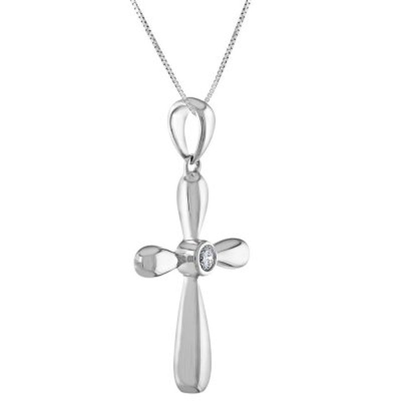 0.03 CT. T.W. Diamond Cross Pendant in 14K Gold