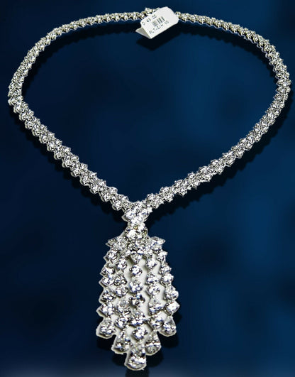 DIAMOND NECKLACE PRETTY MULTI-SHAPE DIAMOND DANGLE STYLE DIAMOND SET NECKLACE