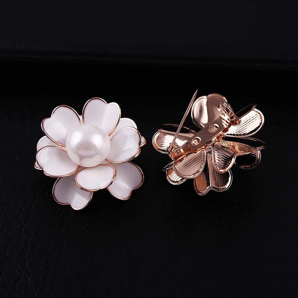 GYAYU Women'S Flower Pearl Enamel Brooch Pins for Ladies Jewelry