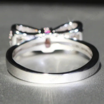 925 Silver Statement Natural Gemstones Ruby Bowknot Ring Wedding Bride Engagemen
