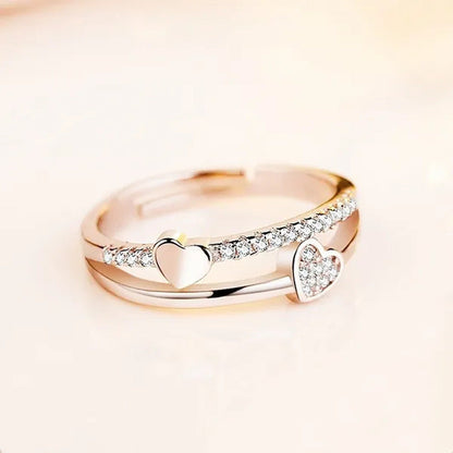 New Stylish Heart-Shaped Open Heart 925 Sterling Silver Couple Romantic Wedding