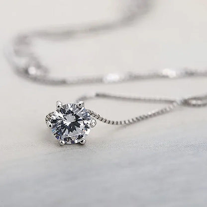 Women Simple Trendy Zircon Rhinestone Choker Necklace Shine Diamond Silver Chain