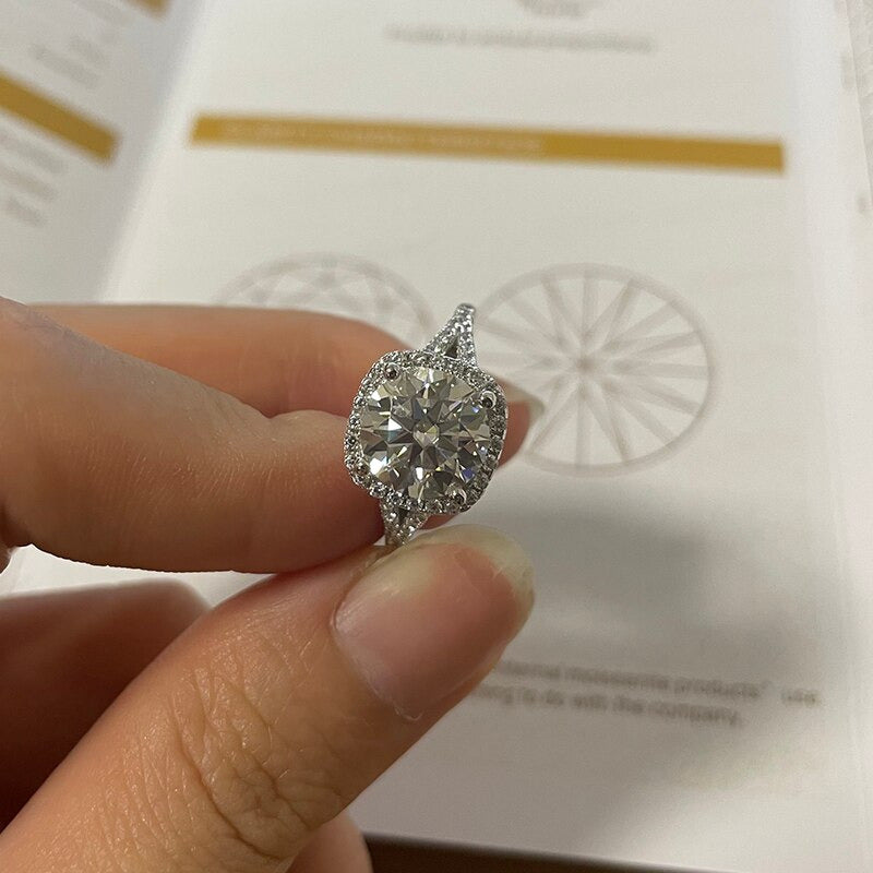 3 Carats Real Moissanite Ring 925 Sterling Silver Luxury Charms Hearts