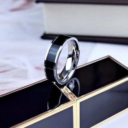 Rose Gold Color White Black Charm Ring Woman Man Wedding Jewelry Stainless Steel