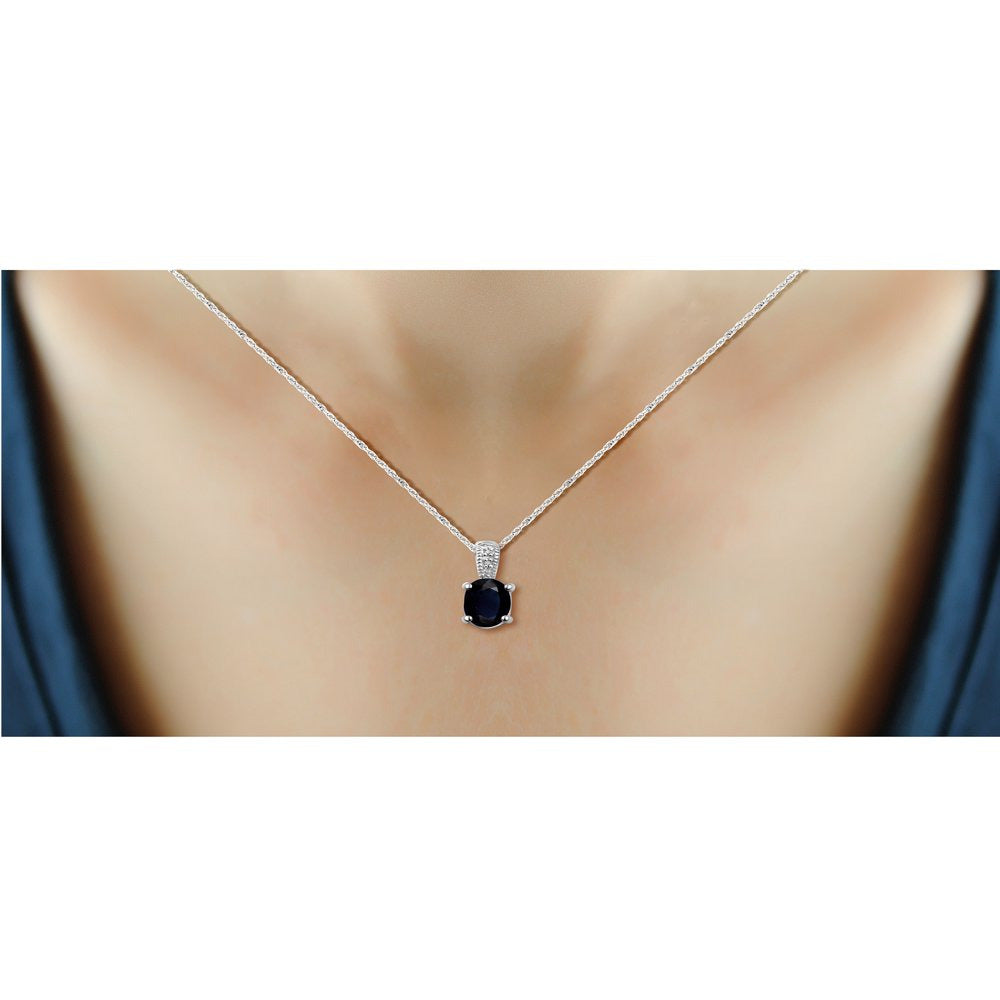 1.07 Carat T.G.W. Sapphire Gemstone and Diamond Accent Pendant