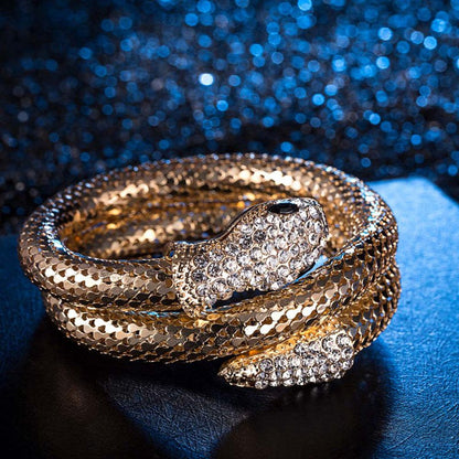 1PC Hot Popular Punk Gold Color Snake Bangle Retro Club Snake Spiral Bracelet Up