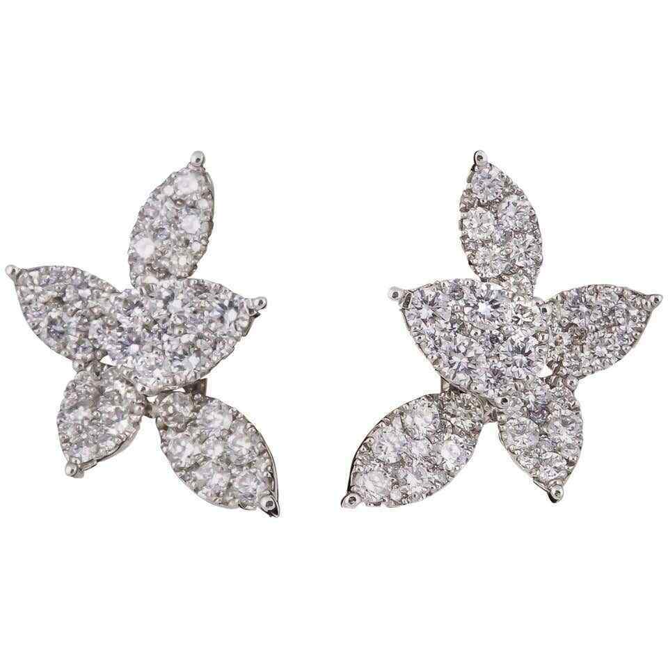 Classic Diamond Gold Cluster Earrings