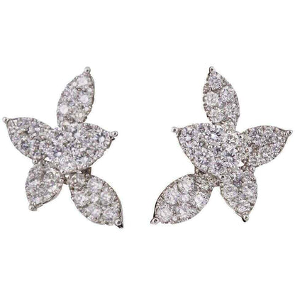 Classic Diamond Gold Cluster Earrings
