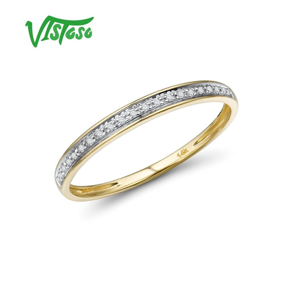 Genuine 14K White/Yellow/Rose Gold Rings for Women Simple Style Eternal Diamond