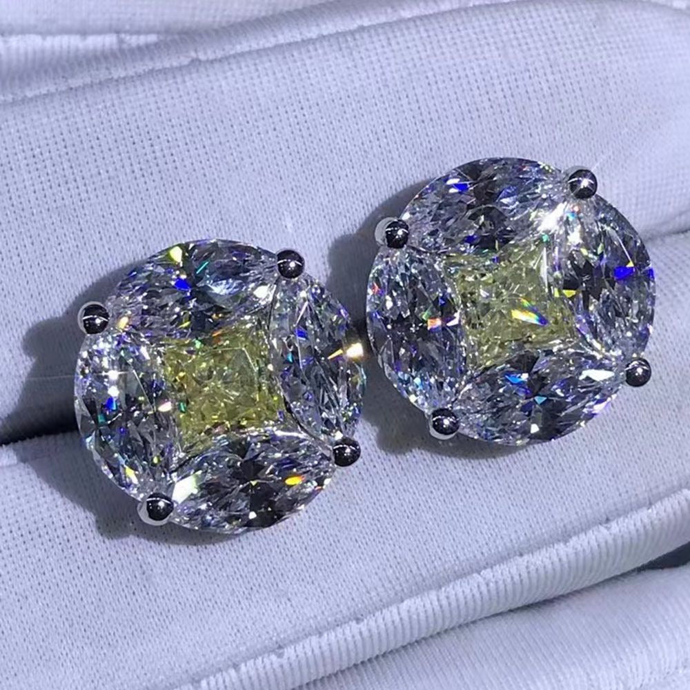 925 Sterling Silver 3EX Crushed Ice 10CT VVS White Sapphire Synthetic Moissanite