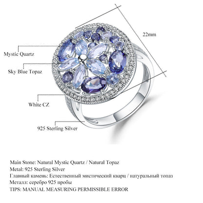 Gemstone Ring Women European and American Retro Natural Stone Topaz Crystal Ring