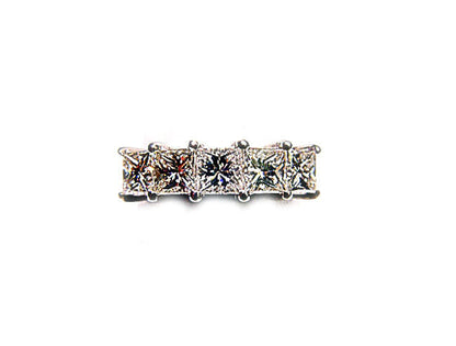 2.71 CT 5 STONE PRINCESS SHAPE COMMON PRONG SET DIAMOND BAND DIAMOND PLATINUM