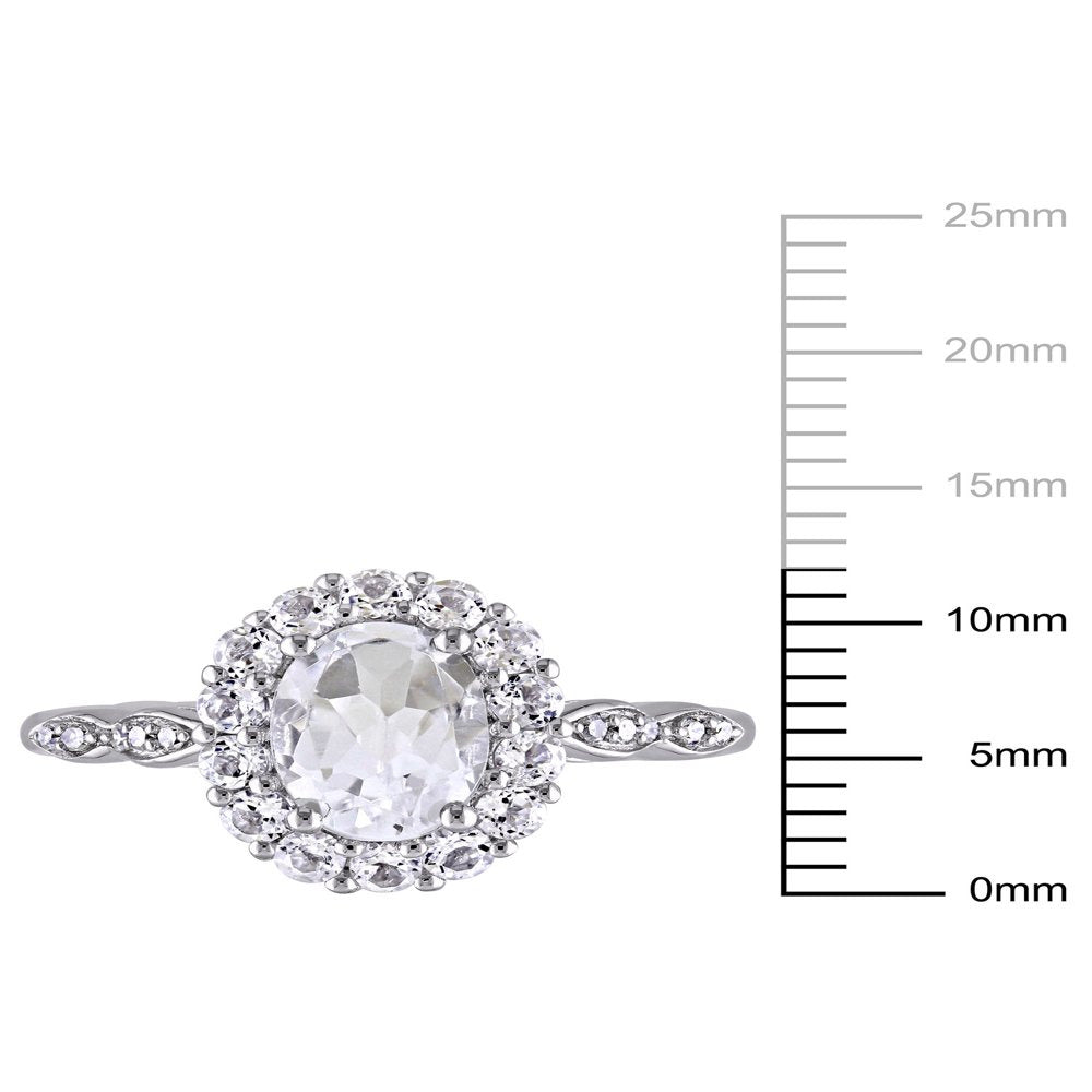 2-1/8 Carat T.G.W. White Topaz and Diamond-Accent 14Kt White Gold Vintage Engage