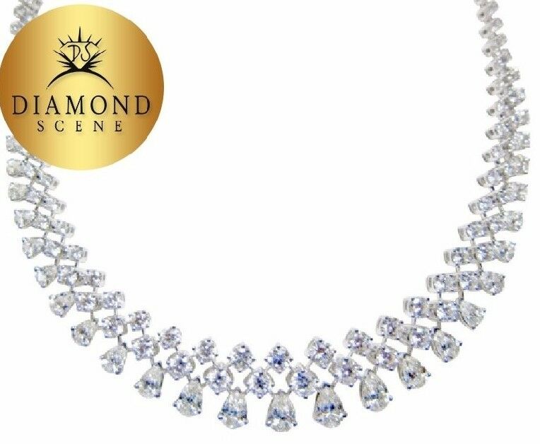 DIAMOND NECKLACE ROUND BRILLIANT DIAMOND NECKLACE DANGLE PEAR DIAMOND NECKLACE