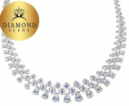 DIAMOND NECKLACE ROUND BRILLIANT DIAMOND NECKLACE DANGLE PEAR DIAMOND NECKLACE
