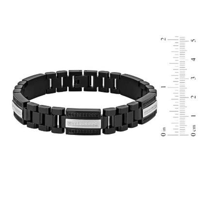 0.81CT. TW. Black & White Diamond Stainless Steel Bracelet