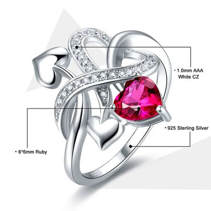 Wedding Ruby & White Topaz 100% S925 Sterling Gemstone Silver Rings Size 6 7 8 9