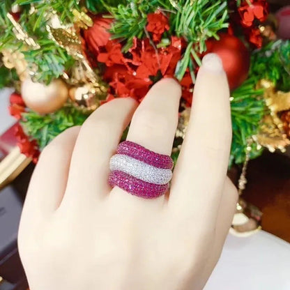 Luxury 925 Silver Natural Gemstones Ruby Sapphire Multilayer Rings Birthstone En