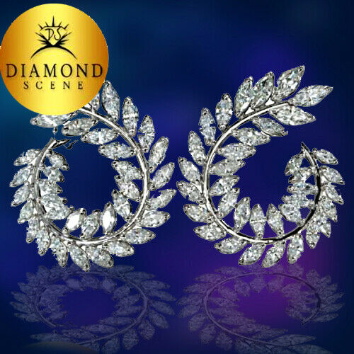 Stunning Marquise Diamond Gold Wreath Style Swirl Earrings