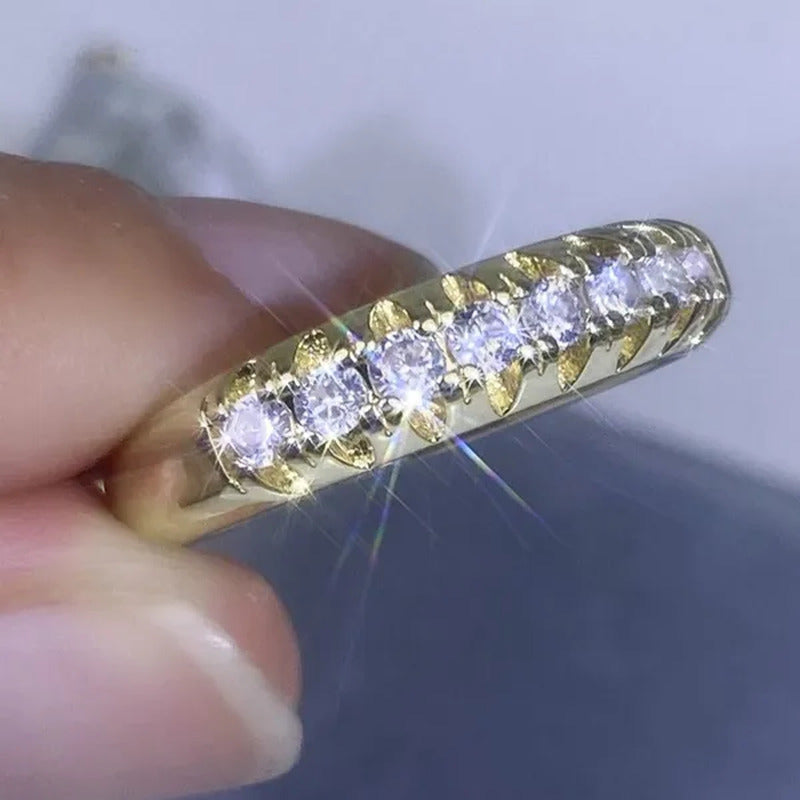 Luxury Silver /18K Gold Ring 925 Sterling Silver Womens Ring White Sapphire Wedd