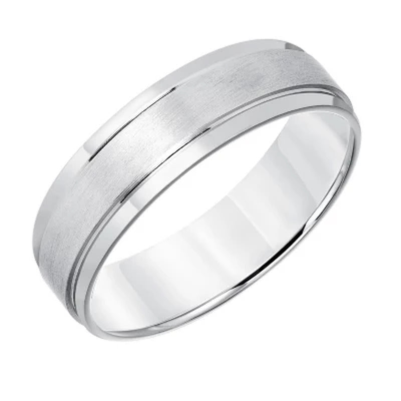 6Mm Brushed Finish Wedding Band in 14K White Gold