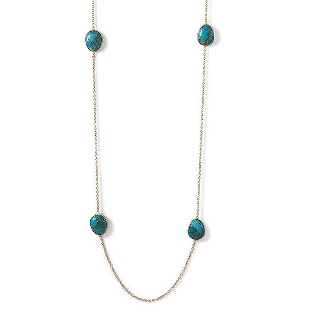 14K Yellow Goldplated Sterling Silver Turquoise 36" Endless Necklace