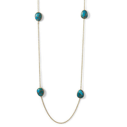 14K Yellow Goldplated Sterling Silver Turquoise 36" Endless Necklace