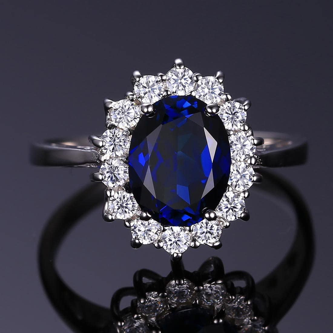 Princess Diana Kate Middleton Class Gemstone Birthstone Sapphire Halo Engagement