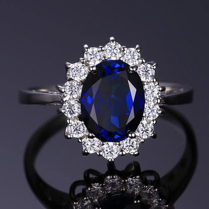 Princess Diana Kate Middleton Class Gemstone Birthstone Sapphire Halo Engagement