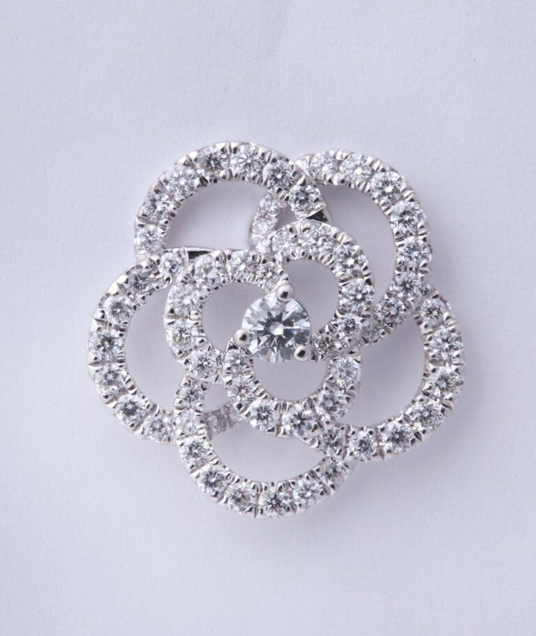 Diamond Camelia 1.95 ct Diamond White Gold Flower Earrings