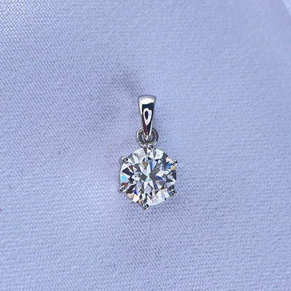 Real 18K White Gold Pendant 1CT Moissanite Necklace 6.5MM VVS Lab Diamond Rose