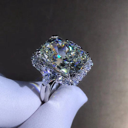 100% 925 Sterling Silver Radiant Cut 10CT VVS1 D Color Created Moissanite Weddin