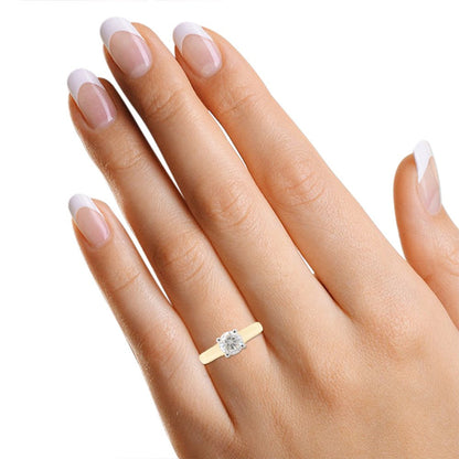 1 Carat 6.5MM round Cut Lab Created Moissanite Diamond Solitaire Engagement Ring