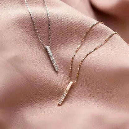 Exquisite Fashion 925 Sterling Silver Necklace Shiny Zircon Necklace Simple Geom