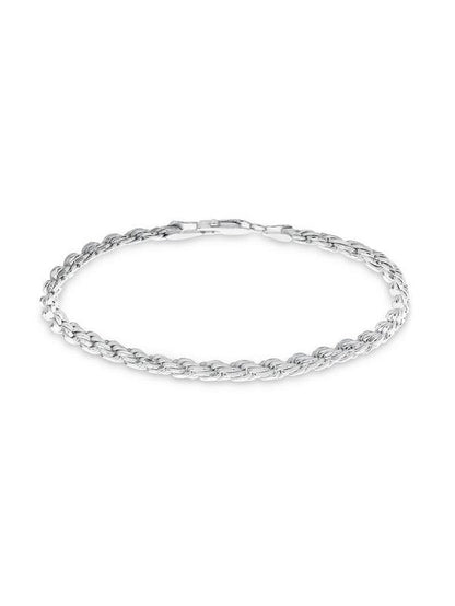 Sterling Silver Diamond Cut Rope Chain Bracelet 7.5 Inches
