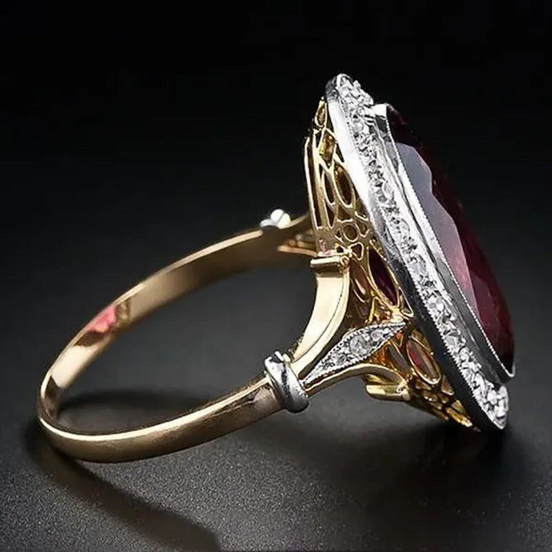 Fashion Luxury 925 Sterling Silver Oval Cut Ruby Ring Princess Engagement Weddin