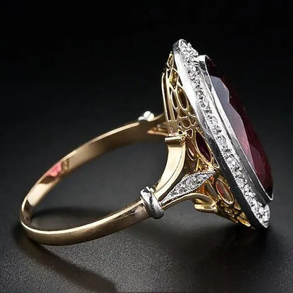 Fashion Luxury 925 Sterling Silver Oval Cut Ruby Ring Princess Engagement Weddin